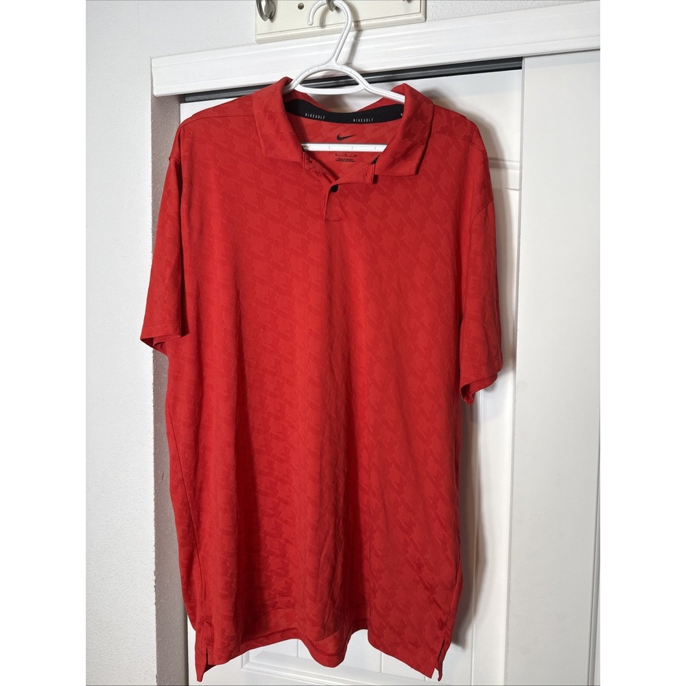 Nike Golf Dri-Fit Red Polo Shirt - Men's XL Breathable Collar
